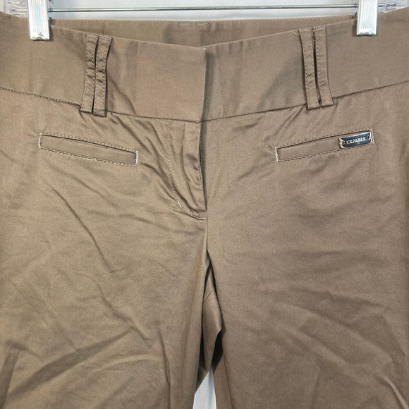 Express Pants Womens Sz 4 Brown Cotton Stretch Twill Coin Pocket Chino Crop - Picture 2 of 12